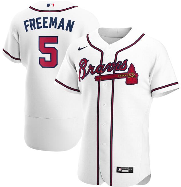 Men's Atlanta Braves #5 Freddie Freeman White MLB Flex Base Stitched Jersey Men's Atlanta Braves #5 Freddie Freeman White MLB Flex Base Stitched Jersey