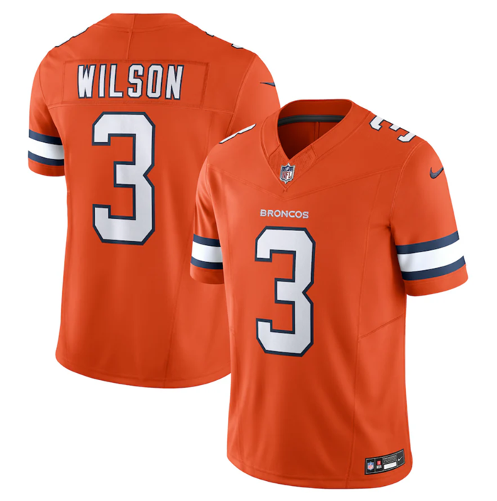 Men's Denver Broncos #3 Russell Wilson Orange 2023 F.U.S.E. Vapor Untouchable Stitched Jersey Men's Denver Broncos #3 Russell Wilson Orange 2023 F.U.S.E. Vapor Untouchable Stitched Jersey