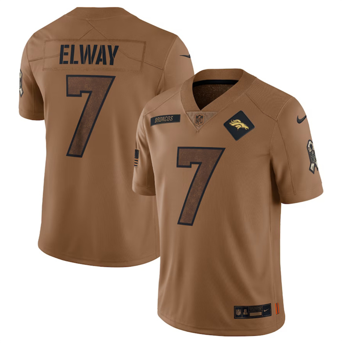 Men's Denver Broncos #7 John Elway 2023 Brown Salute To Service Limited Football Jersey Men's Denver Broncos #7 John Elway 2023 Brown Salute To Service Limited Football Jersey