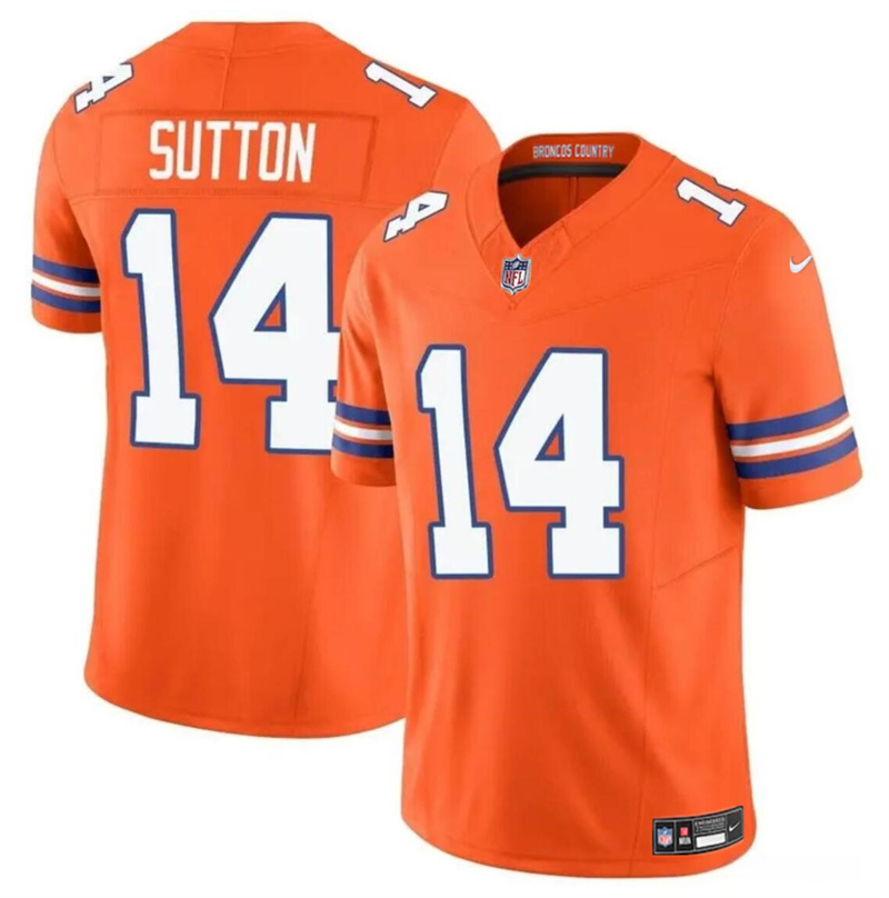 Men's Denver Broncos #14 Courtland Sutton Orange F.U.S.E. Mile High Collection 1977 Throwback Vapor Limited Stitched Football Jersey Men's Denver Broncos #14 Courtland Sutton Orange F.U.S.E. Mile High Collection 1977 Throwback Vapor Limited Stitched Football Jersey