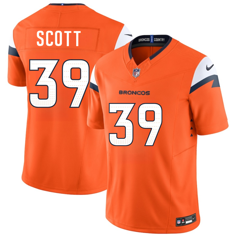Men's Denver Broncos #39 Miles Scott Orange 2026 Draft F.U.S.E. Vapor Limited Stitched Football Jersey