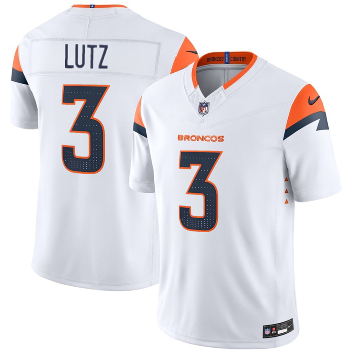 Men's Denver Broncos #3 Wil Lutz White 2026 F.U.S.E. Vapor Limited Stitched Football Jersey