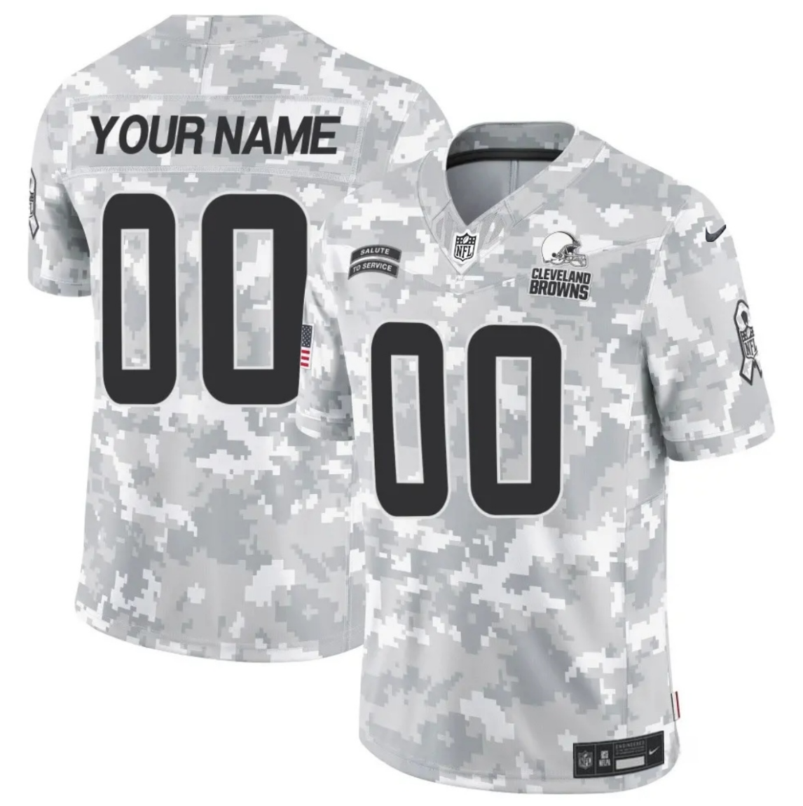 Men's Cleveland Browns Active Player Custom 2024 F.U.S.E Arctic Camo Salute to Service Limited Stitched Football Jersey Men's Cleveland Browns Active Player Custom 2024 F.U.S.E Arctic Camo Salute to Service Limited Stitched Football Jersey