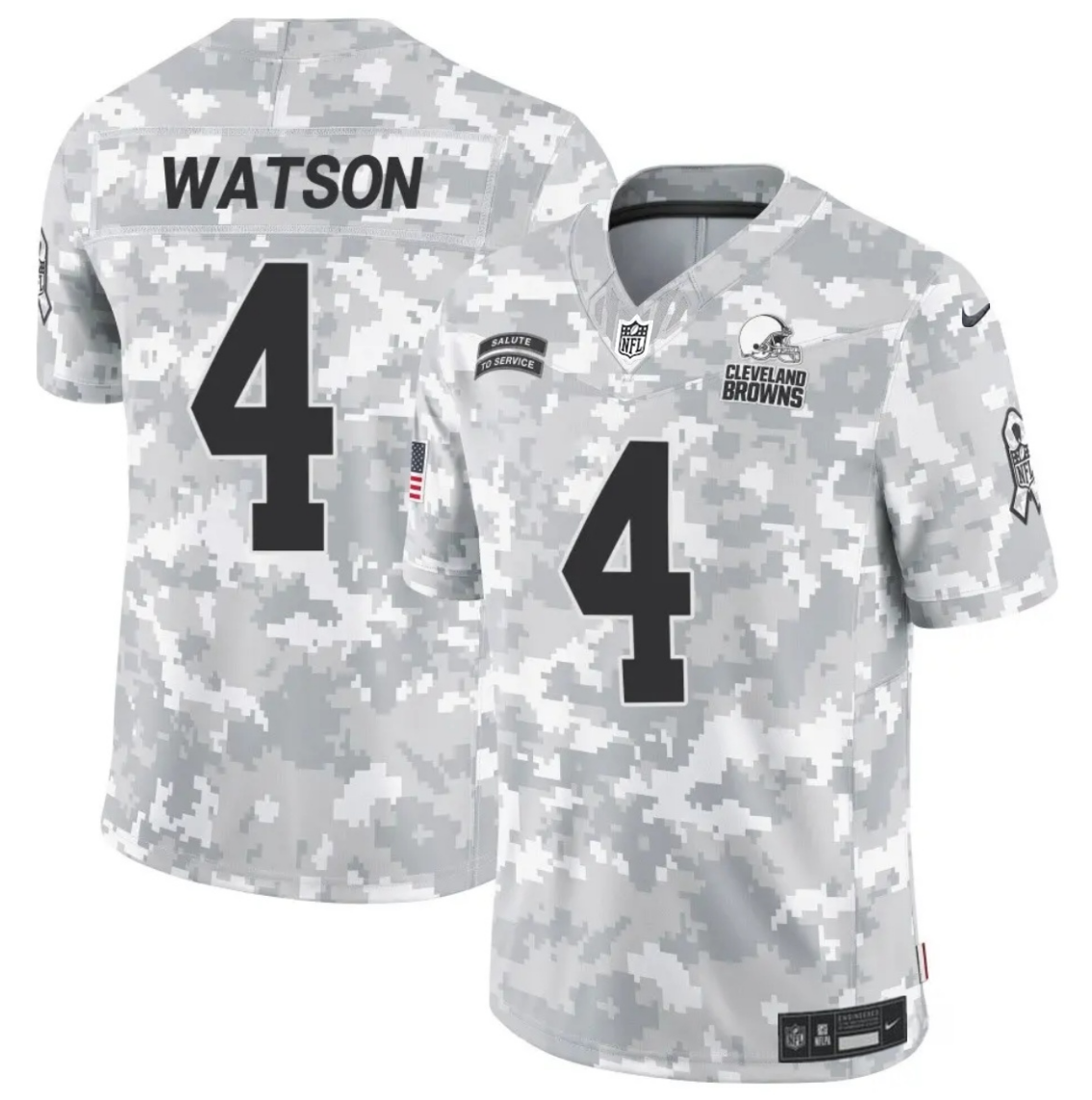 Men's Cleveland Browns #4 Deshaun Watson 2024 F.U.S.E Arctic Camo Salute to Service Limited Stitched Football Jersey Men's Cleveland Browns #4 Deshaun Watson 2024 F.U.S.E Arctic Camo Salute to Service Limited Stitched Football Jersey
