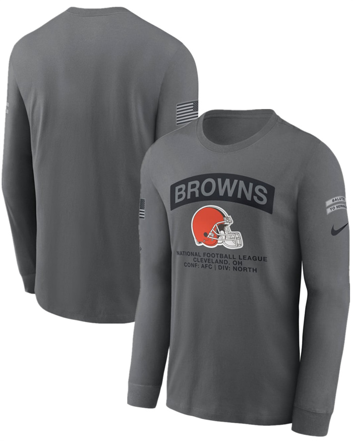Men's Cleveland Browns Gray 2026 Salute to Service Long Sleeve T-Shirt