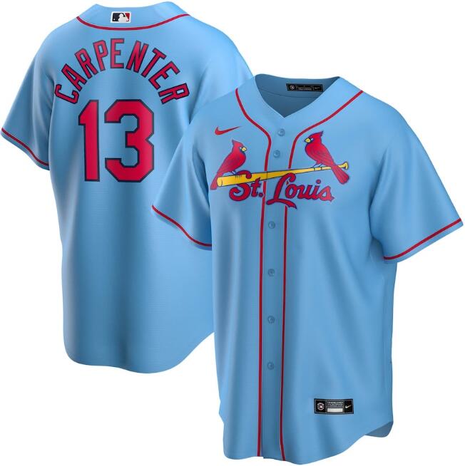 Men's St. Louis Cardinals #13 Matt Carpenter Blue MLB Cool Base Stitched Jersey Men's St. Louis Cardinals #13 Matt Carpenter Blue MLB Cool Base Stitched Jersey
