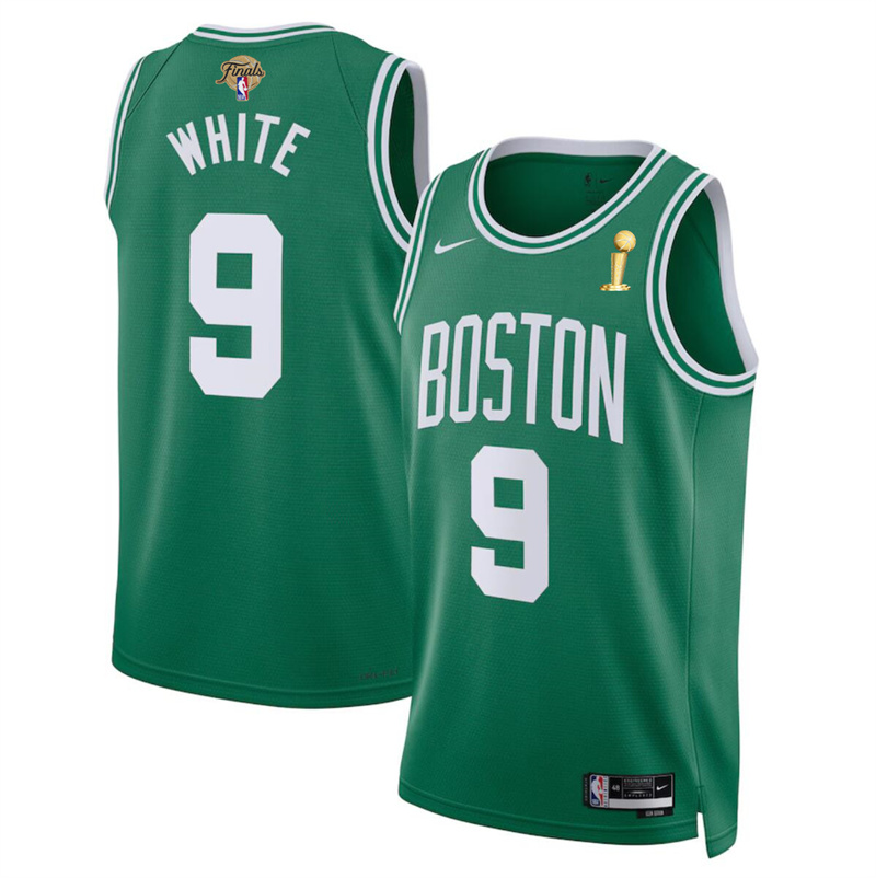 Men's Boston Celtics #9 Derrick White Kelly Green 2024 Finals Champions Icon Edition Stitched Basketball Jersey Men's Boston Celtics #9 Derrick White Kelly Green 2024 Finals Champions Icon Edition Stitched Basketball Jersey