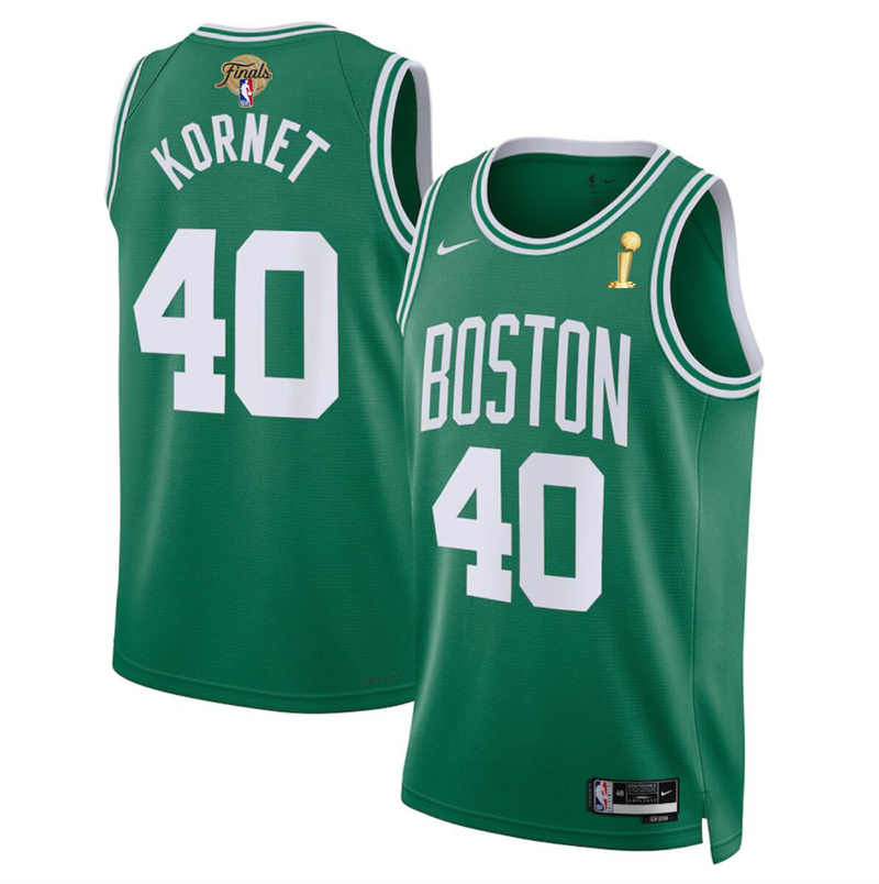 Men's Boston Celtics #40 Luke Kornet Kelly Green 2024 Finals Champions Icon Edition Stitched Basketball Jersey Men's Boston Celtics #40 Luke Kornet Kelly Green 2024 Finals Champions Icon Edition Stitched Basketball Jersey