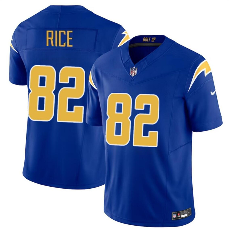 Men's Los Angeles Chargers #82 Brenden Rice Royal 2024 Draft F.U.S.E Vapor Limited Stitched Football Jersey Men's Los Angeles Chargers #82 Brenden Rice Royal 2024 Draft F.U.S.E Vapor Limited Stitched Football Jersey