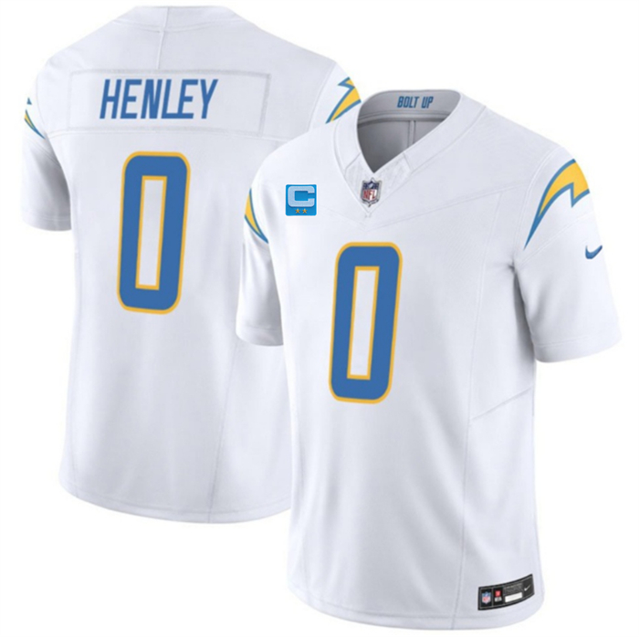 Men's Los Angeles Chargers #0 Daiyan Henley White 2026 F.U.S.E. 2-Star C Patch Vapor Limited Stitched Football Jersey