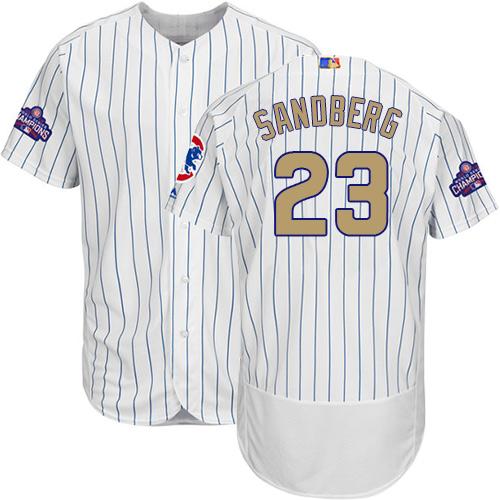 Cubs #23 Ryne Sandberg White(Blue Strip) Flexbase Authentic 2017 Gold Program Stitched MLB Jersey Cubs #23 Ryne Sandberg White(Blue Strip) Flexbase Authentic 2017 Gold Program Stitched MLB Jersey