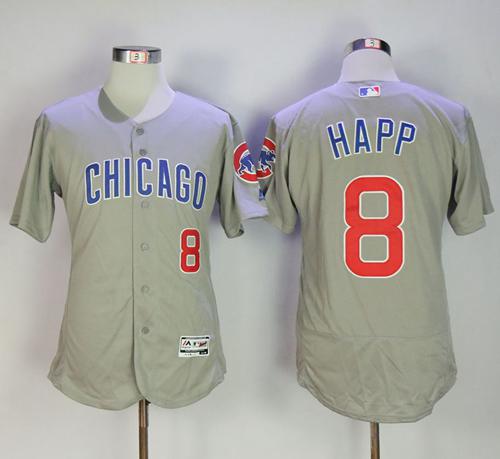 Cubs #8 Ian Happ Grey Flexbase Authentic Collection Road Stitched MLB Jersey Cubs #8 Ian Happ Grey Flexbase Authentic Collection Road Stitched MLB Jersey