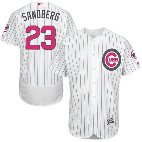 Cubs #23 Ryne Sandberg White(Blue Strip) Flexbase Authentic Collection Mother's Day Stitched MLB Jersey Cubs #23 Ryne Sandberg White(Blue Strip) Flexbase Authentic Collection Mother's Day Stitched MLB Jersey