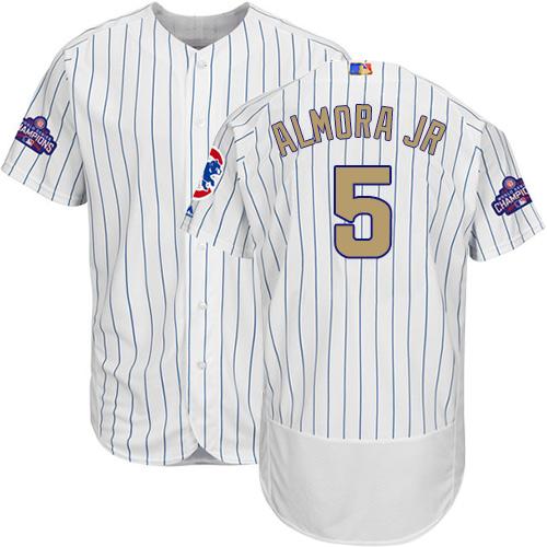 Cubs #5 Albert Almora Jr. White(Blue Strip) Flexbase Authentic 2017 Gold Program Stitched MLB Jersey Cubs #5 Albert Almora Jr. White(Blue Strip) Flexbase Authentic 2017 Gold Program Stitched MLB Jersey