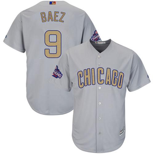 Cubs #9 Javier Baez Grey 2017 Gold Program Cool Base Stitched MLB Jersey Cubs #9 Javier Baez Grey 2017 Gold Program Cool Base Stitched MLB Jersey