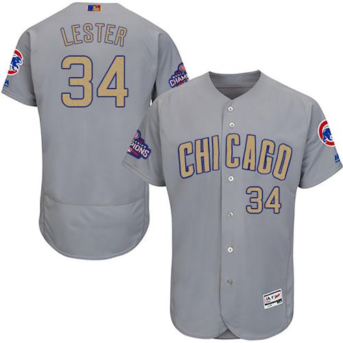Cubs #34 Jon Lester Grey Flexbase Authentic 2017 Gold Program Stitched MLB Jersey Cubs #34 Jon Lester Grey Flexbase Authentic 2017 Gold Program Stitched MLB Jersey