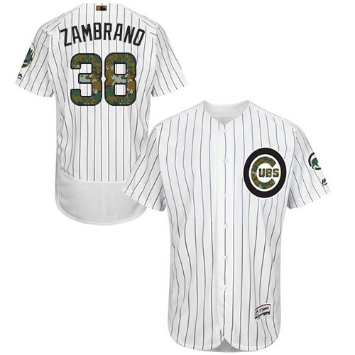 Cubs #38 Carlos Zambrano White(Blue Strip) Flexbase Authentic Collection Memorial Day Stitched MLB Jersey Cubs #38 Carlos Zambrano White(Blue Strip) Flexbase Authentic Collection Memorial Day Stitched MLB Jersey