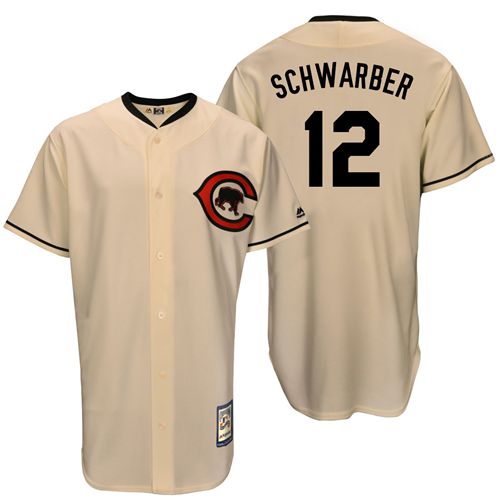 Mitchell And Ness Cubs #12 Kyle Schwarber Cream Throwback Stitched MLB Jersey Mitchell And Ness Cubs #12 Kyle Schwarber Cream Throwback Stitched MLB Jersey