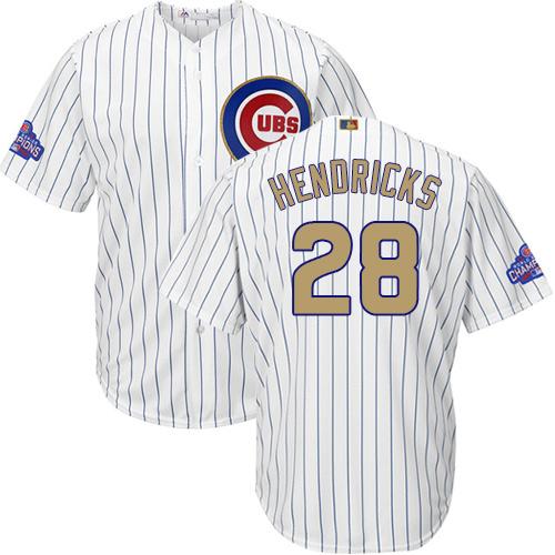 Cubs #28 Kyle Hendricks White(Blue Strip) 2017 Gold Program Cool Base Stitched MLB Jersey Cubs #28 Kyle Hendricks White(Blue Strip) 2017 Gold Program Cool Base Stitched MLB Jersey