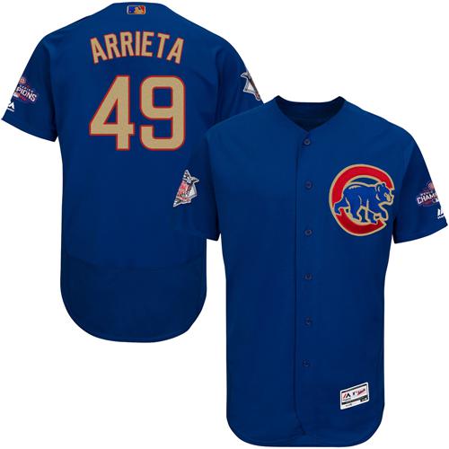 Cubs #49 Jake Arrieta Blue Flexbase Authentic 2017 Gold Program Stitched MLB Jersey Cubs #49 Jake Arrieta Blue Flexbase Authentic 2017 Gold Program Stitched MLB Jersey