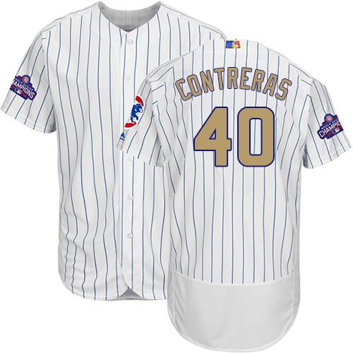 Cubs #40 Willson Contreras White(Blue Strip) Flexbase Authentic 2017 Gold Program Stitched MLB Jersey Cubs #40 Willson Contreras White(Blue Strip) Flexbase Authentic 2017 Gold Program Stitched MLB Jersey