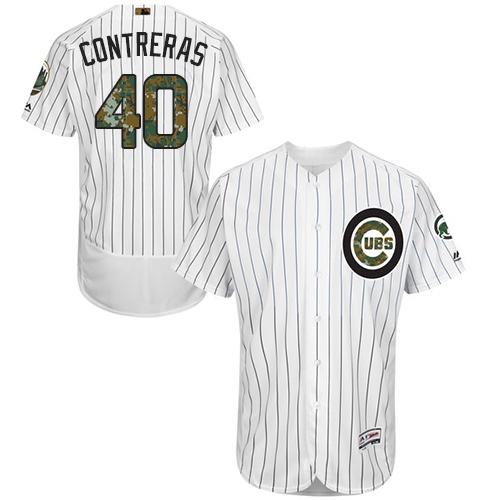 Cubs #40 Willson Contreras White(Blue Strip) Flexbase Authentic Collection Memorial Day Stitched MLB Jersey Cubs #40 Willson Contreras White(Blue Strip) Flexbase Authentic Collection Memorial Day Stitched MLB Jersey