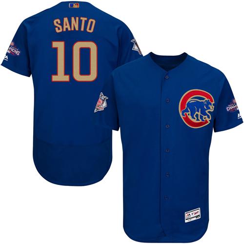 Cubs #10 Ron Santo Blue Flexbase Authentic 2017 Gold Program Stitched MLB Jersey Cubs #10 Ron Santo Blue Flexbase Authentic 2017 Gold Program Stitched MLB Jersey
