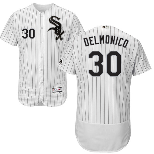 White Sox #30 Nicky Delmonico White(Black Strip) Flexbase Authentic Collection Stitched MLB Jersey