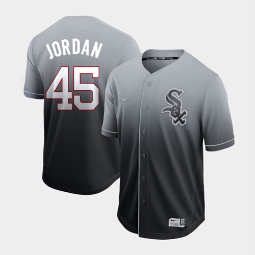 Nike White Sox #45 Michael Jordan Black Fade Authentic Stitched MLB Jersey