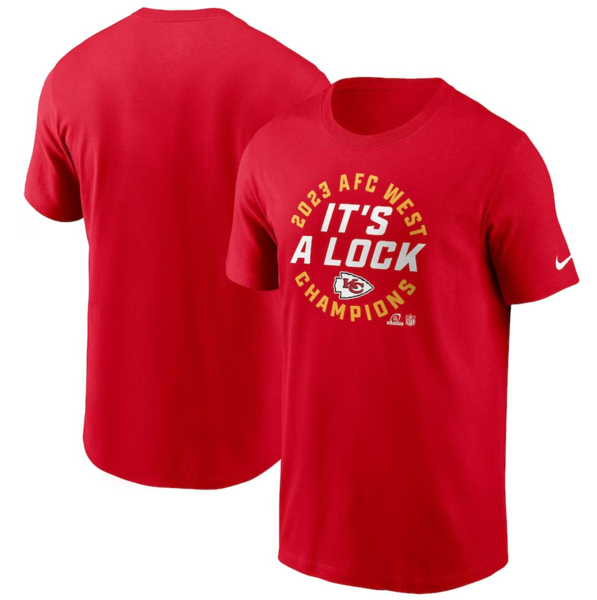 Men's Kansas City Chiefs Red 2023 AFC West Division Champions Locker Room Trophy Collection T-Shirt Men's Kansas City Chiefs Red 2023 AFC West Division Champions Locker Room Trophy Collection T-Shirt