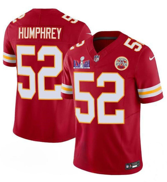 Men's Kansas City Chiefs #52 Creed Humphrey Red F.U.S.E. Super Bowl LVIII Patch Vapor Untouchable Limited Stitched Football Jersey Men's Kansas City Chiefs #52 Creed Humphrey Red F.U.S.E. Super Bowl LVIII Patch Vapor Untouchable Limited Stitched Football Jersey