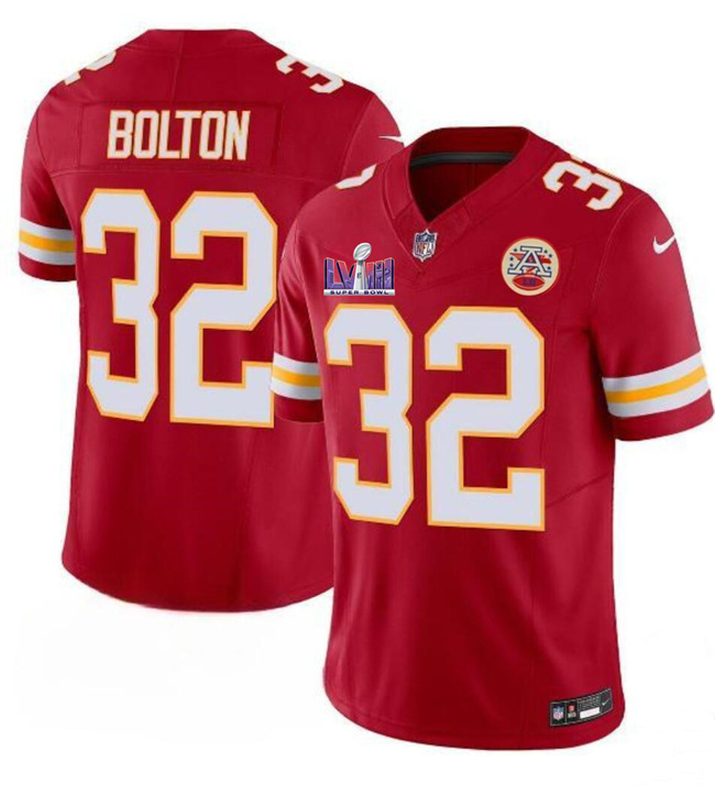 Men's Kansas City Chiefs #32 Nick Bolton Red F.U.S.E. Super Bowl LVIII Patch Vapor Untouchable Limited Stitched Football Jersey Men's Kansas City Chiefs #32 Nick Bolton Red F.U.S.E. Super Bowl LVIII Patch Vapor Untouchable Limited Stitched Football Jersey