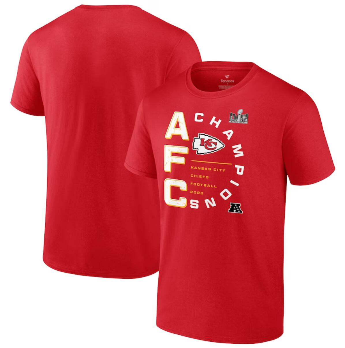 Men's Kansas City Chiefs Red 2023 AFC Champions Right Side Big & Tall T-Shirt Men's Kansas City Chiefs Red 2023 AFC Champions Right Side Big & Tall T-Shirt