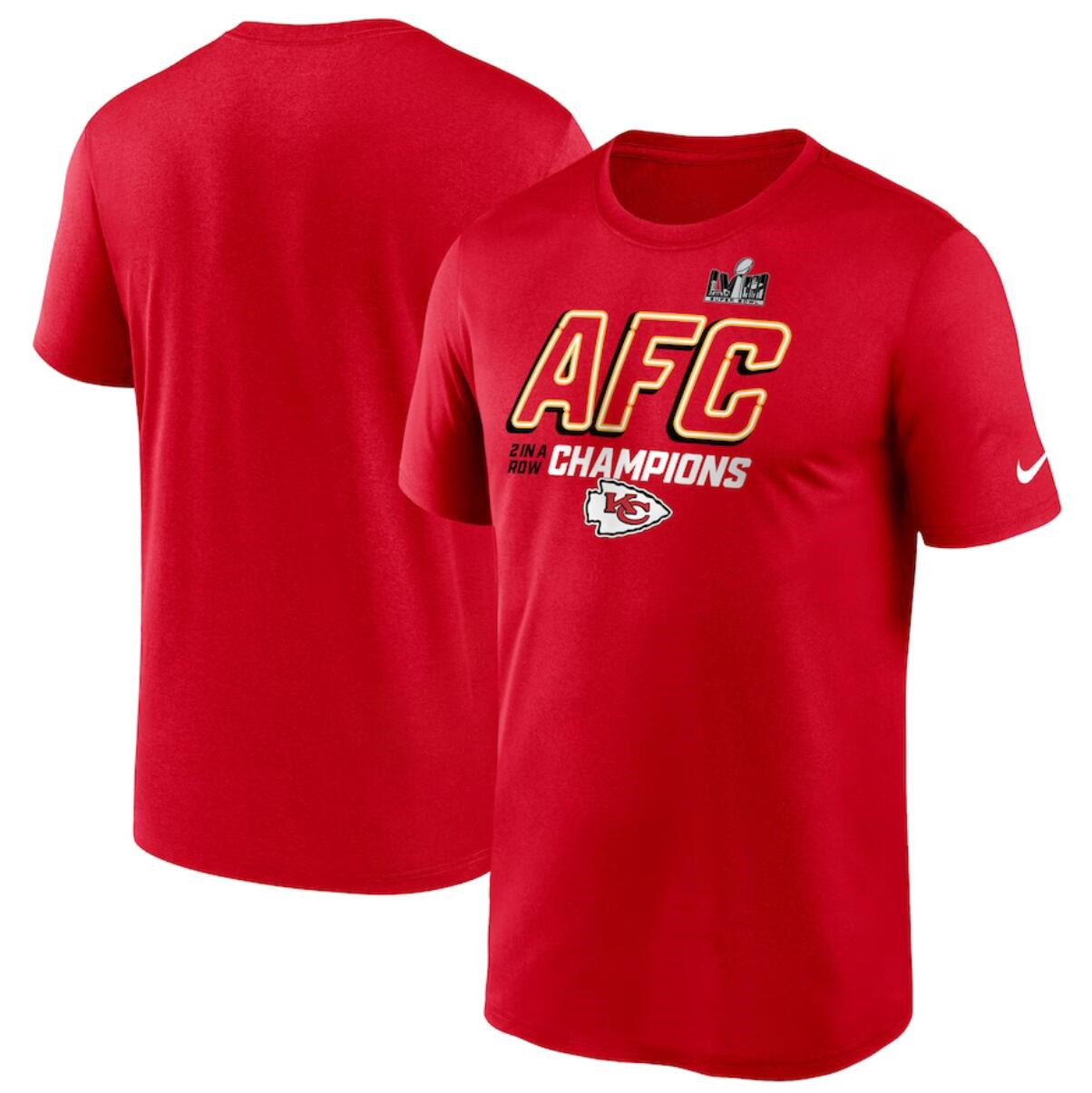 Men's Kansas City Chiefs Red 2023 AFC Champions Iconic T-Shirt Men's Kansas City Chiefs Red 2023 AFC Champions Iconic T-Shirt