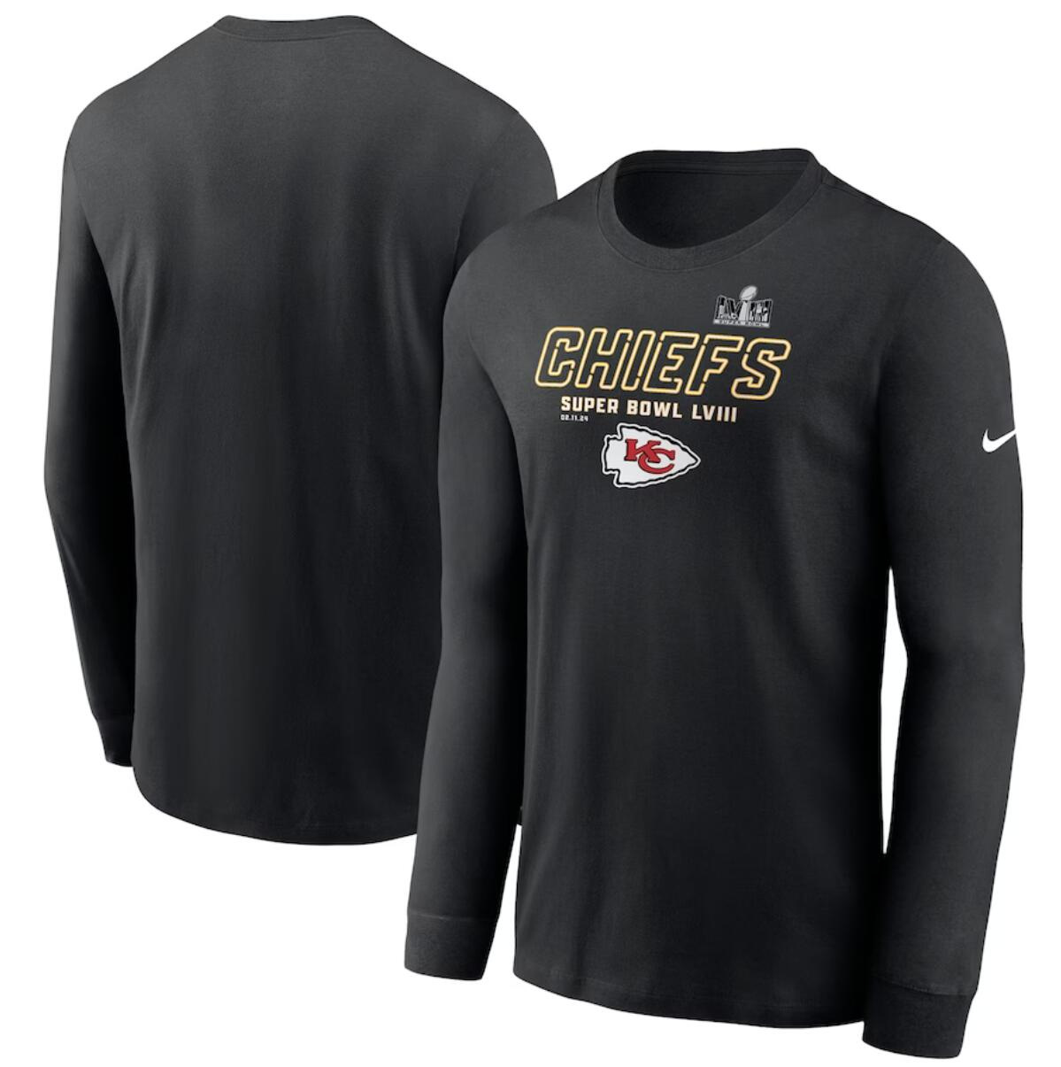 Men's Kansas City Chiefs Black Super Bowl LVIII Iconic Long Sleeve T-Shirt Men's Kansas City Chiefs Black Super Bowl LVIII Iconic Long Sleeve T-Shirt