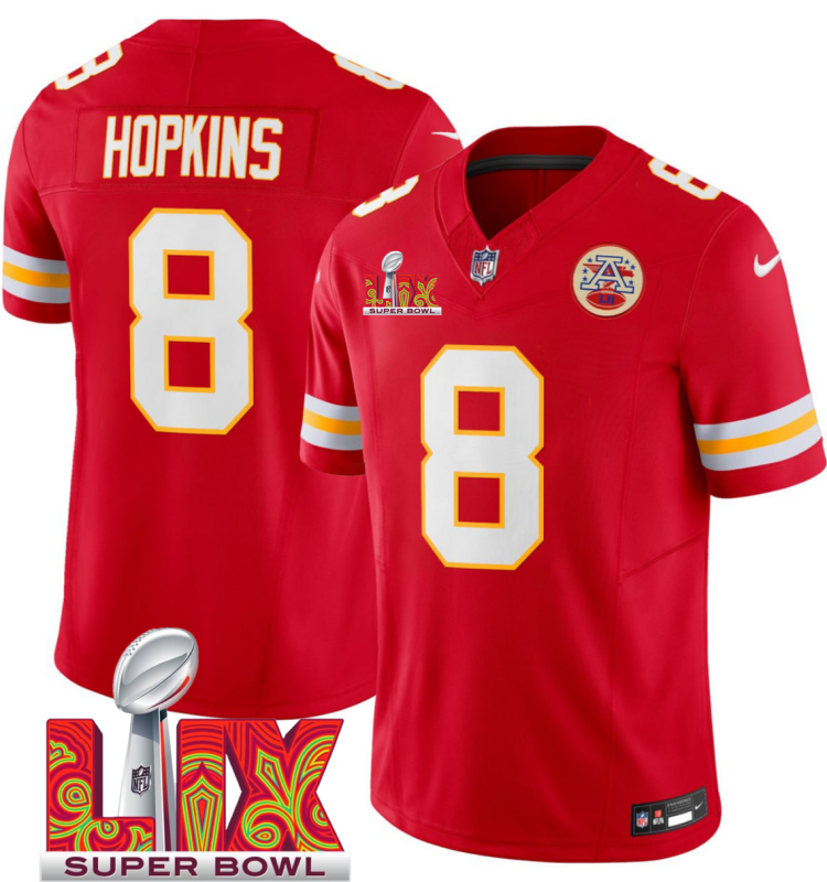Men's Kansas City Chiefs #8 DeAndre Hopkins Red F.U.S.E. 24/25 Super Bowl LIX Vapor Untouchable Limited Stitched Football Jersey Men's Kansas City Chiefs #8 DeAndre Hopkins Red F.U.S.E. 24/25 Super Bowl LIX Vapor Untouchable Limited Stitched Football Jersey