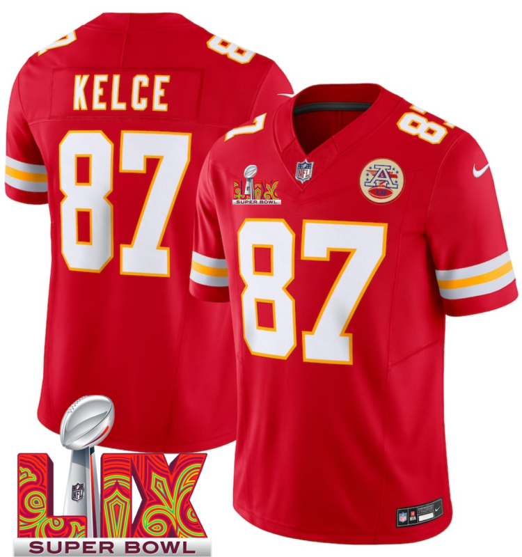 Men's Kansas City Chiefs #87 Travis Kelce Red F.U.S.E. 24/25 Super Bowl LIX Vapor Untouchable Limited Stitched Football Jersey Men's Kansas City Chiefs #87 Travis Kelce Red F.U.S.E. 24/25 Super Bowl LIX Vapor Untouchable Limited Stitched Football Jersey