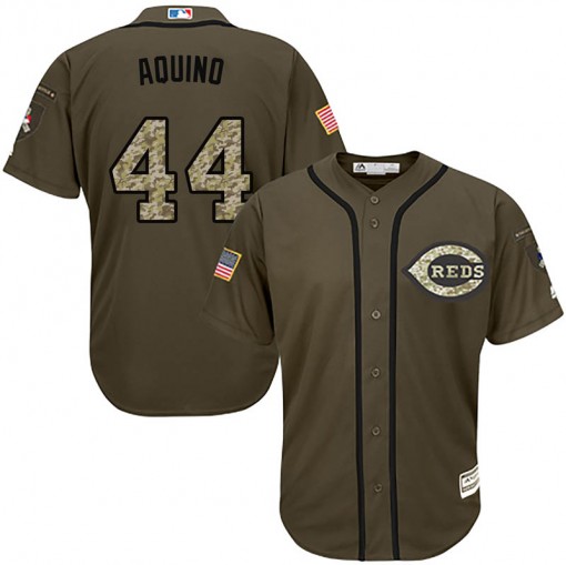 Reds #44 Aristides Aquino Green Salute to Service Stitched MLB Jersey Reds #44 Aristides Aquino Green Salute to Service Stitched MLB Jersey