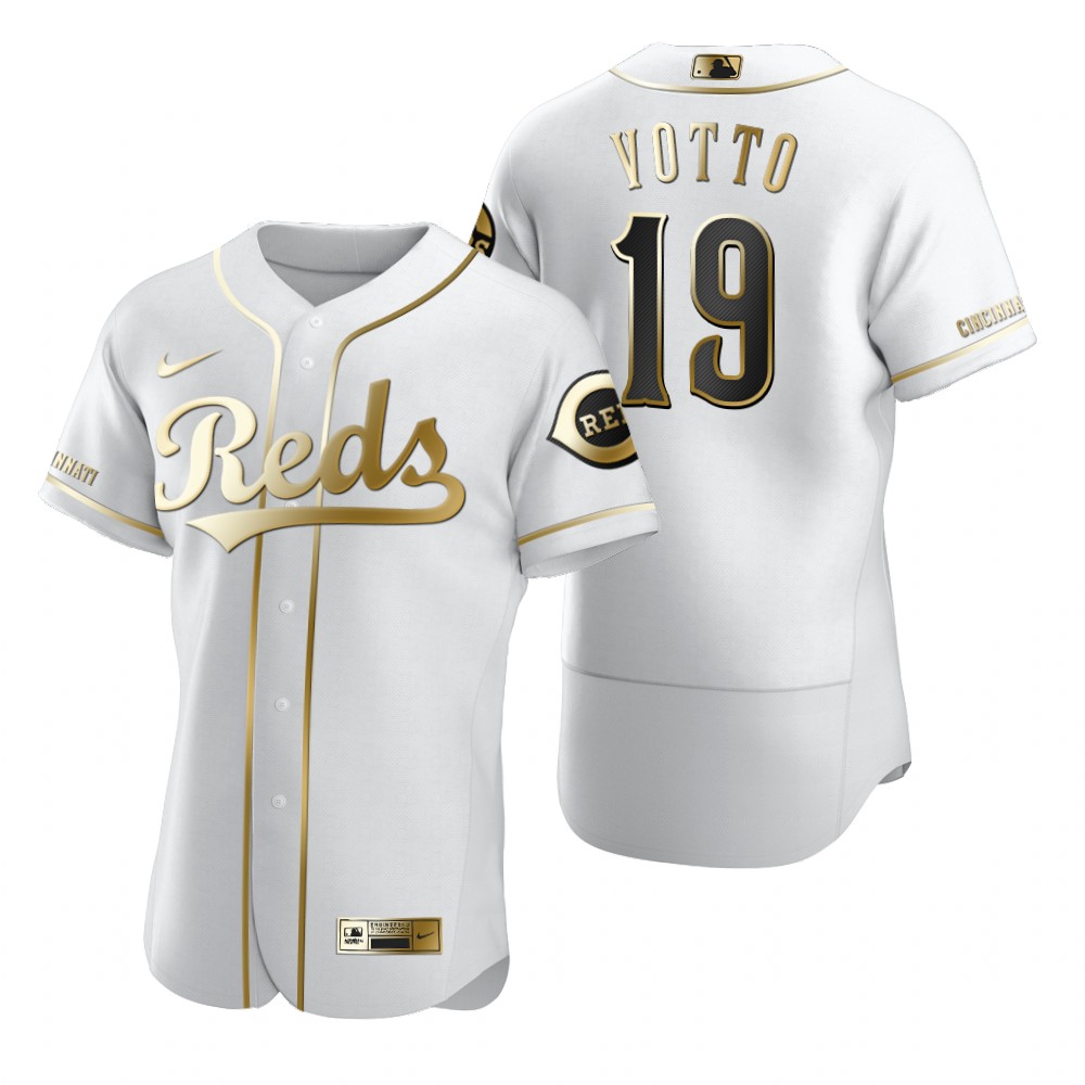 Cincinnati Reds #19 Joey Votto White Nike Men's Authentic Golden Edition MLB Jersey Cincinnati Reds #19 Joey Votto White Nike Men's Authentic Golden Edition MLB Jersey