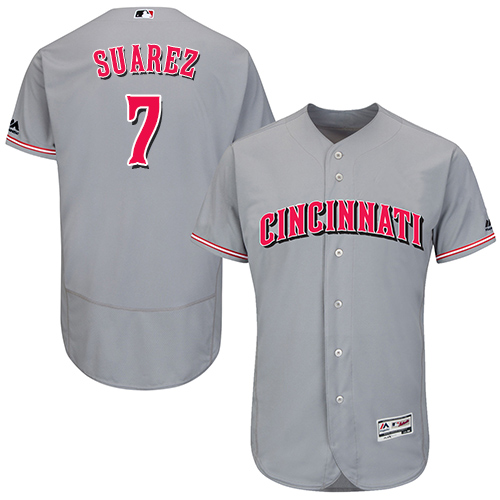 Reds #7 Eugenio Suarez Grey Flexbase Authentic Collection Stitched MLB Jersey Reds #7 Eugenio Suarez Grey Flexbase Authentic Collection Stitched MLB Jersey