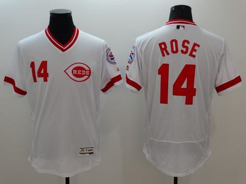 Reds #14 Pete Rose White Flexbase Authentic Collection Cooperstown Stitched MLB Jersey Reds #14 Pete Rose White Flexbase Authentic Collection Cooperstown Stitched MLB Jersey