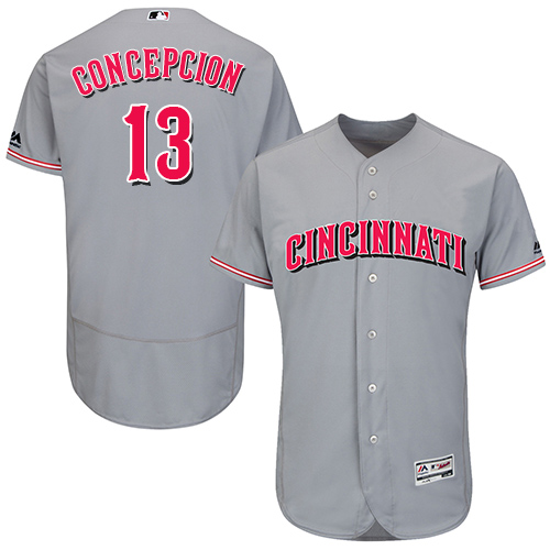 Reds #13 Dave Concepcion Grey Flexbase Authentic Collection Stitched MLB Jersey Reds #13 Dave Concepcion Grey Flexbase Authentic Collection Stitched MLB Jersey