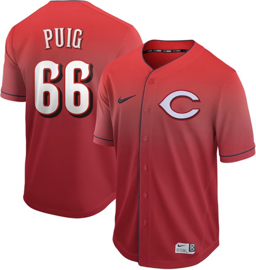 Nike Reds #66 Yasiel Puig Red Fade Authentic Stitched MLB Jersey Nike Reds #66 Yasiel Puig Red Fade Authentic Stitched MLB Jersey