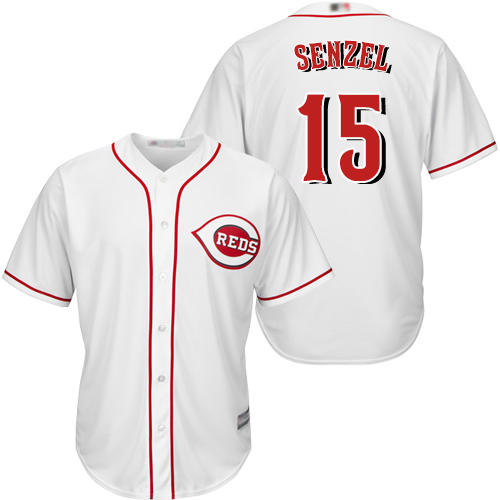 Reds #15 Nick Senzel White New Cool Base Stitched MLB Jersey Reds #15 Nick Senzel White New Cool Base Stitched MLB Jersey