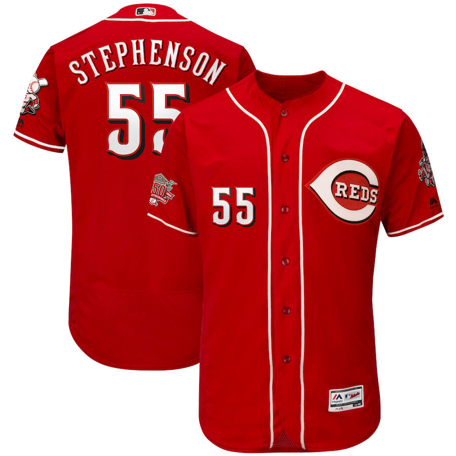 Cincinnati Reds #55 Robert Stephenson Majestic Alternate Authentic Collection Flex Base Player Jersey Scarlet Cincinnati Reds #55 Robert Stephenson Majestic Alternate Authentic Collection Flex Base Player Jersey Scarlet