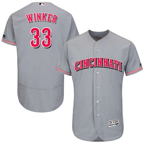 Reds #33 Jesse Winker Grey Flexbase Authentic Collection Stitched MLB Jersey Reds #33 Jesse Winker Grey Flexbase Authentic Collection Stitched MLB Jersey