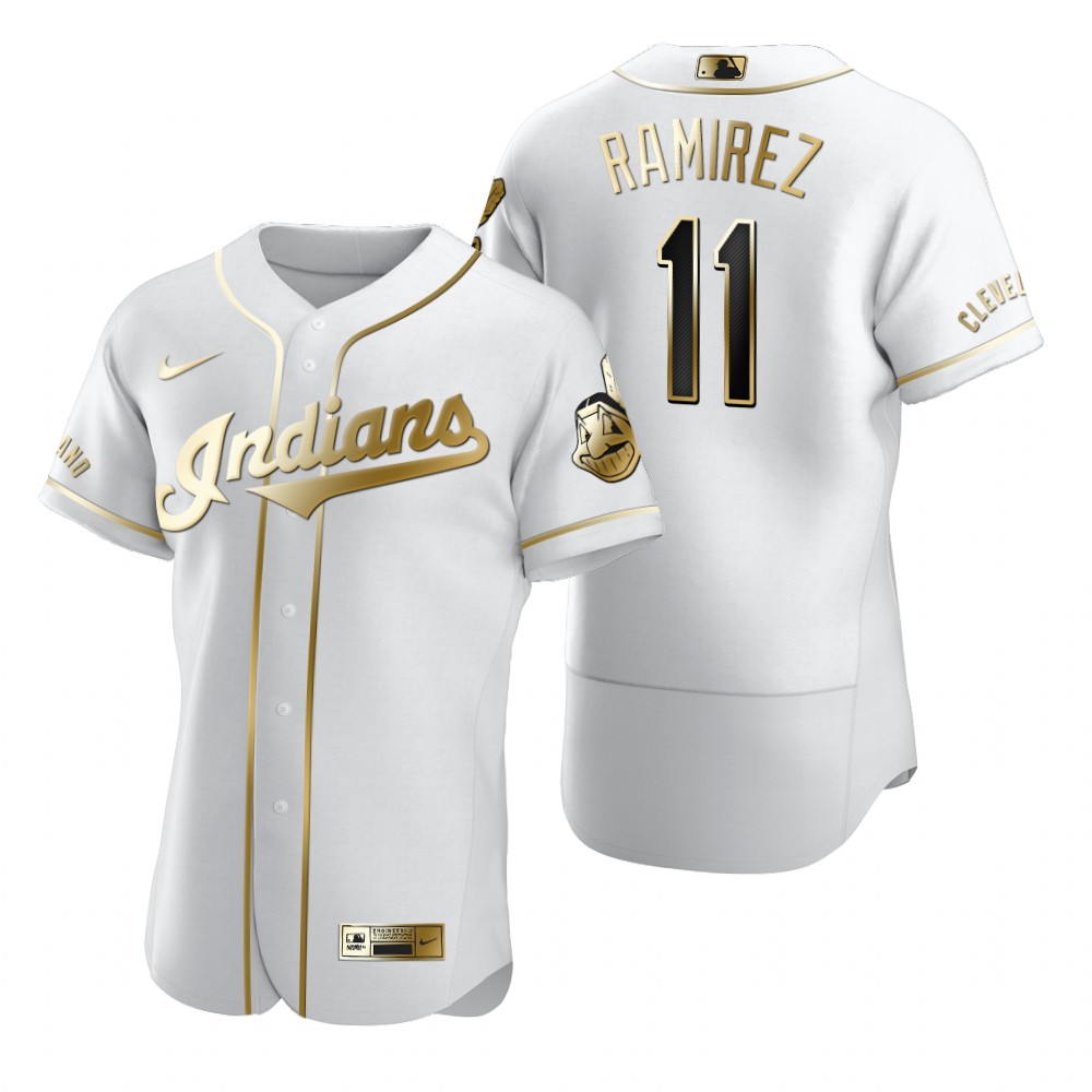 Cleveland Indians #11 Jose Ramirez White Nike Men's Authentic Golden Edition MLB Jersey Cleveland Indians #11 Jose Ramirez White Nike Men's Authentic Golden Edition MLB Jersey