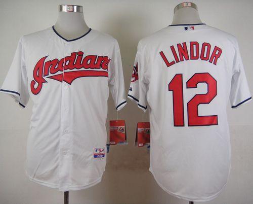 Indians #12 Francisco Lindor White Cool Base Stitched MLB Jersey Indians #12 Francisco Lindor White Cool Base Stitched MLB Jersey
