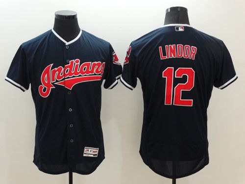 Indians #12 Francisco Lindor Navy Blue Flexbase Authentic Collection Stitched MLB Jersey Indians #12 Francisco Lindor Navy Blue Flexbase Authentic Collection Stitched MLB Jersey