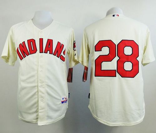 Indians #28 Corey Kluber Cream Cool Base Stitched MLB Jersey Indians #28 Corey Kluber Cream Cool Base Stitched MLB Jersey
